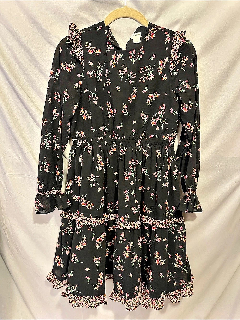 Crewcuts Floral Tiered Midi Dress Black Size 12